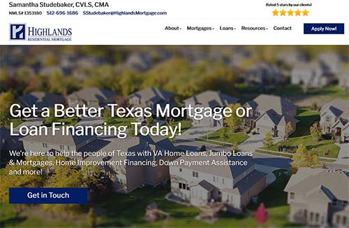 New Google Rankings (SEO) Mortgage Client - Samantha Studebaker - Texas Mortgage Advisor