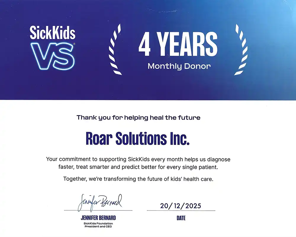 Proud to Support Sick Kids Hospital